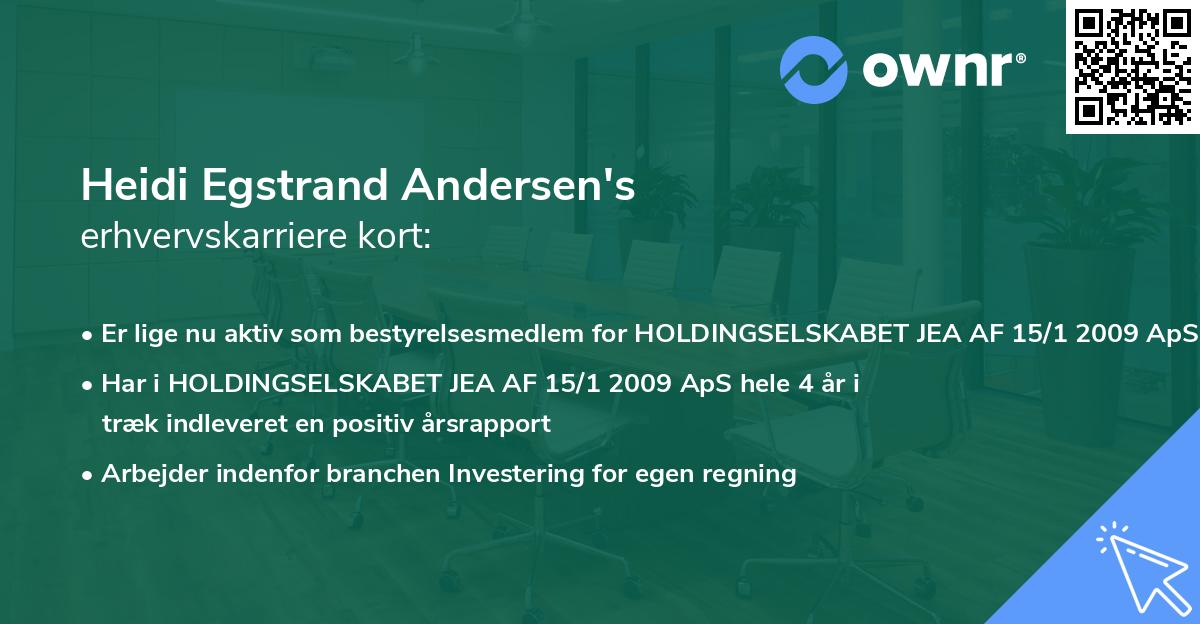 Heidi Egstrand Andersen's erhvervskarriere kort