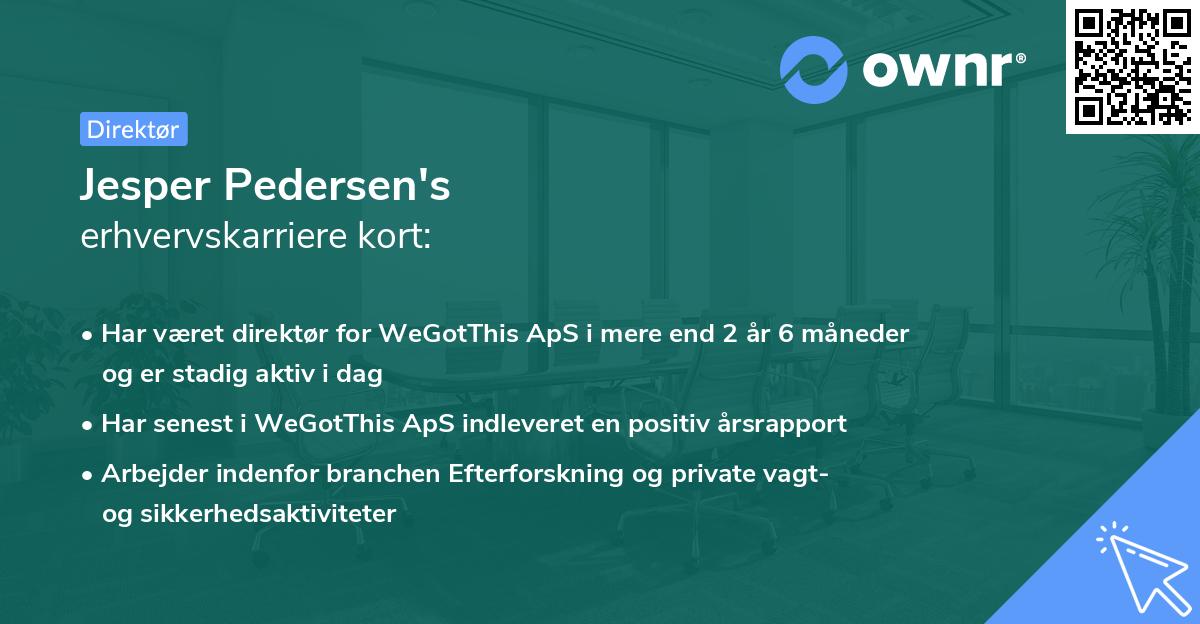 Jesper Pedersen's erhvervskarriere kort