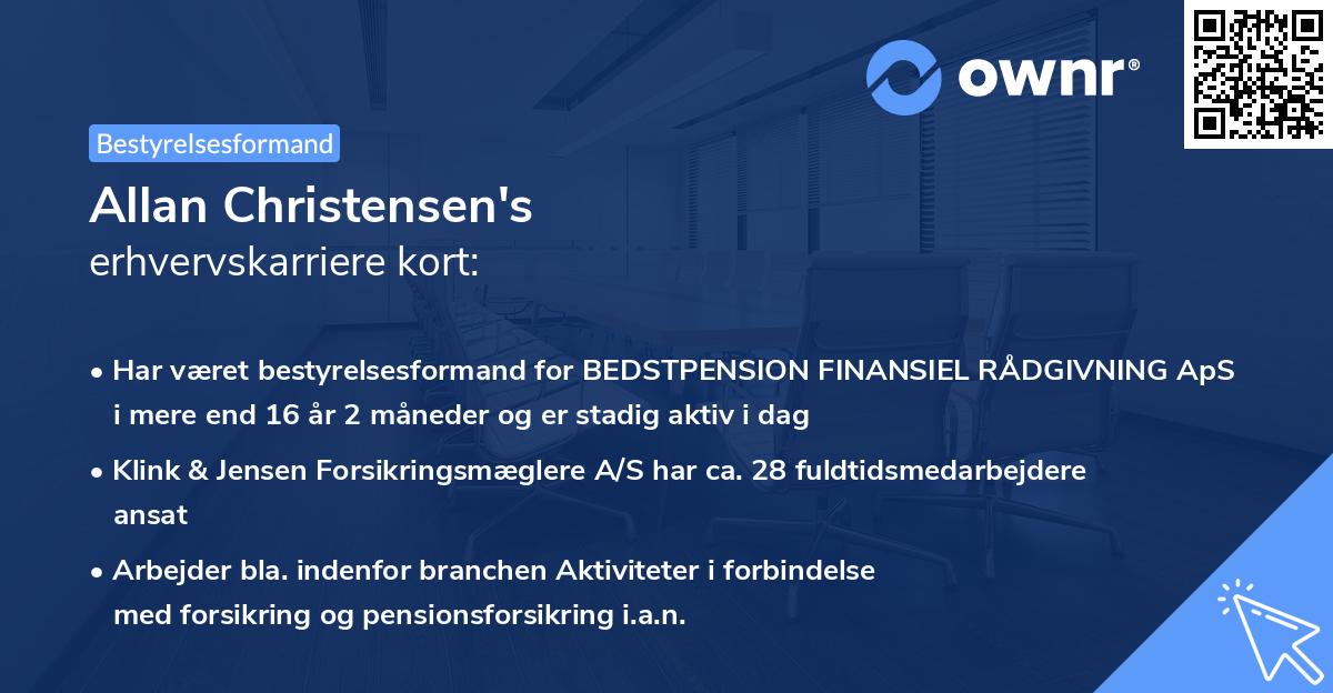 Allan Christensen's erhvervskarriere kort