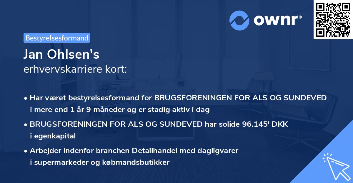 Jan Ohlsen's erhvervskarriere kort