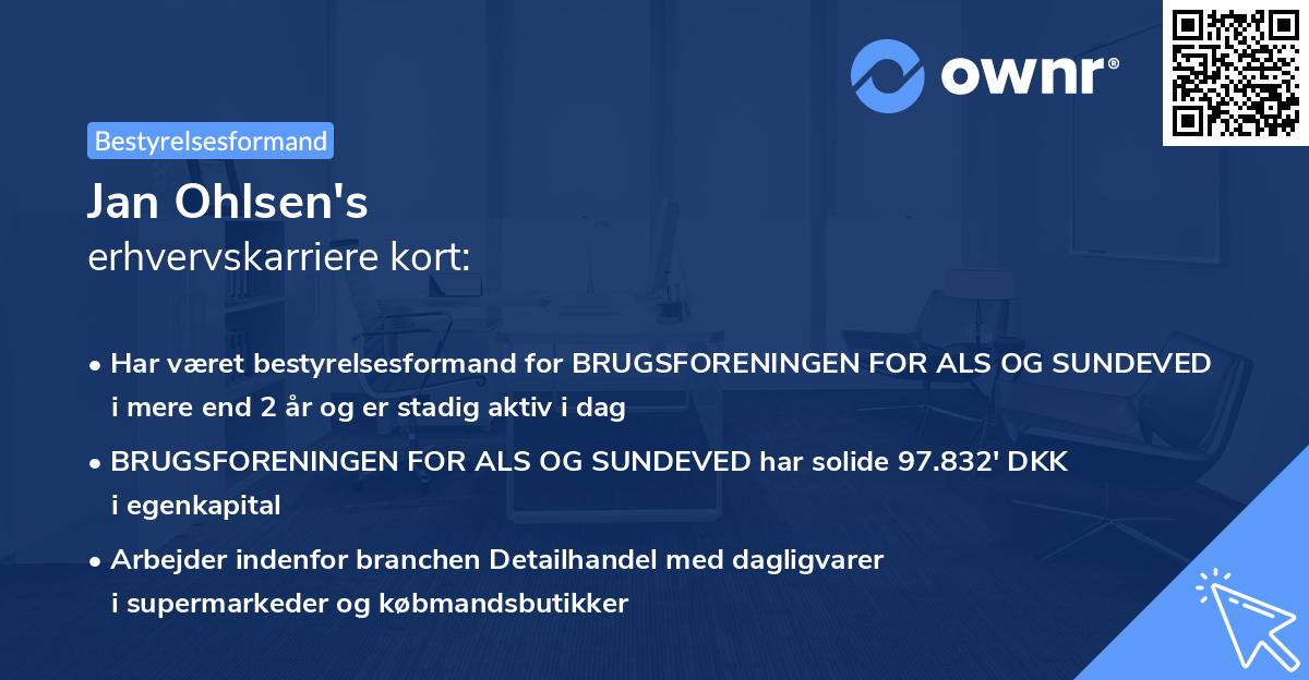 Jan Ohlsen's erhvervskarriere kort