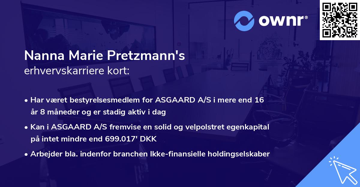 Nanna Marie Pretzmann's erhvervskarriere kort