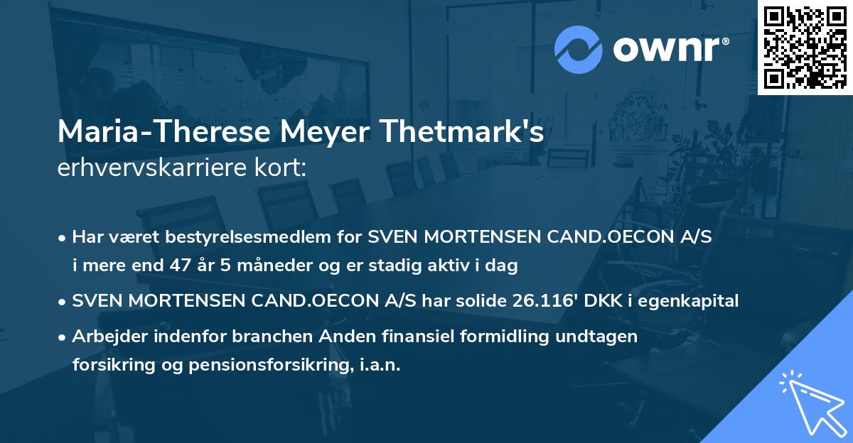 Maria-Therese Meyer Thetmark's erhvervskarriere kort