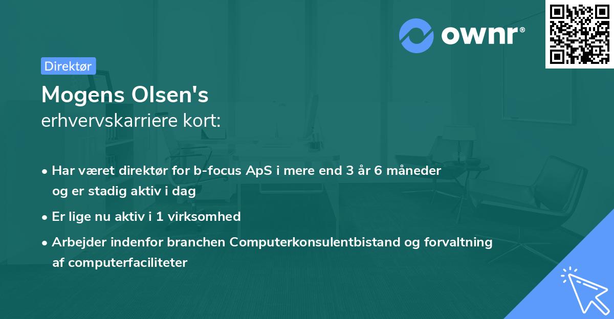 Mogens Olsen's erhvervskarriere kort