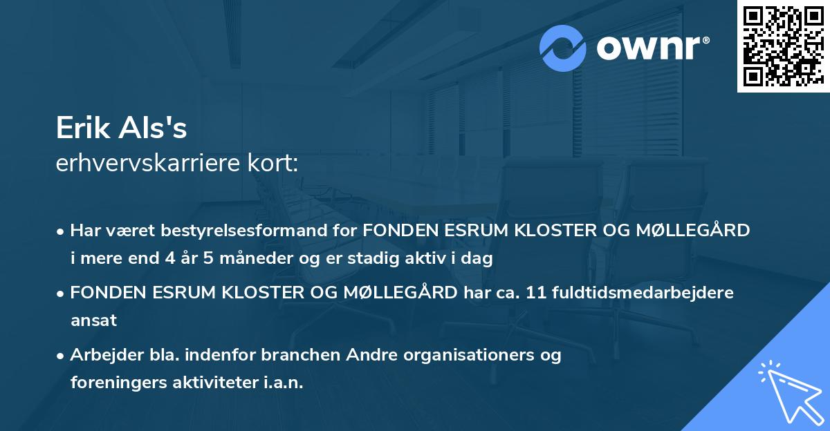 Erik Als's erhvervskarriere kort