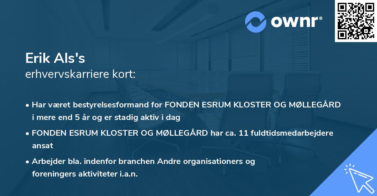 Erik Als's erhvervskarriere kort