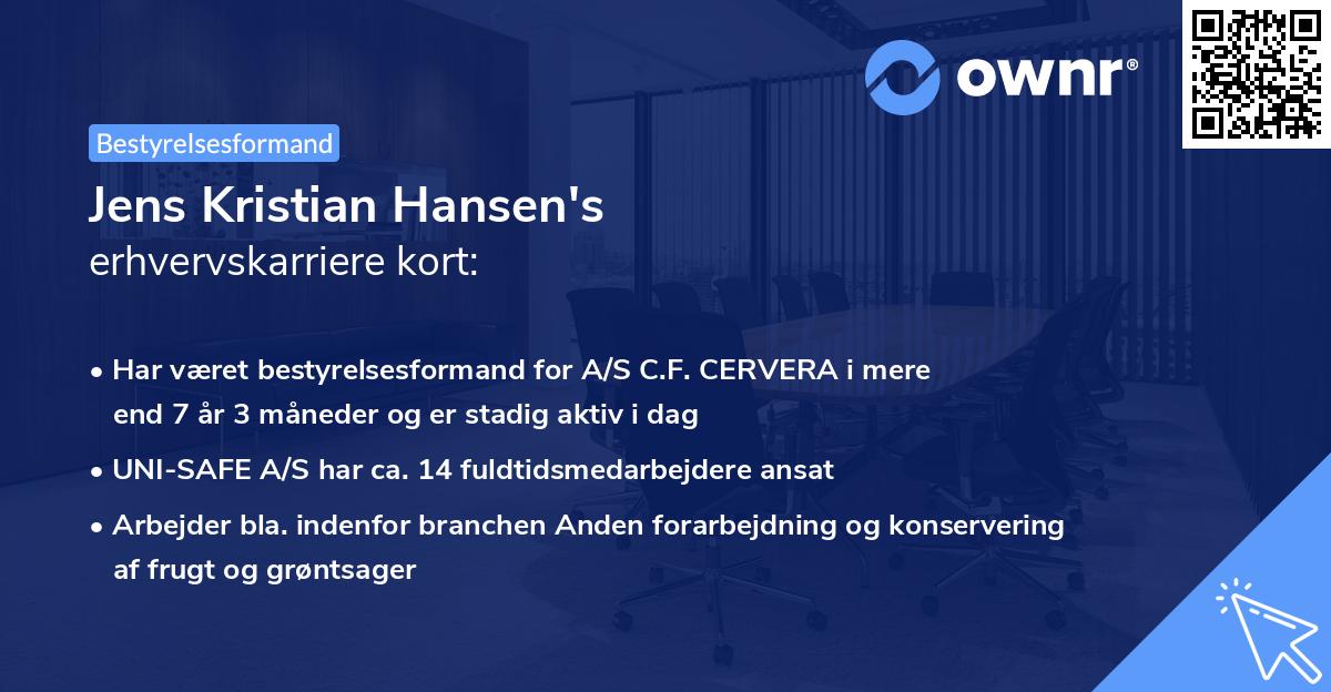 Jens Kristian Hansen's erhvervskarriere kort