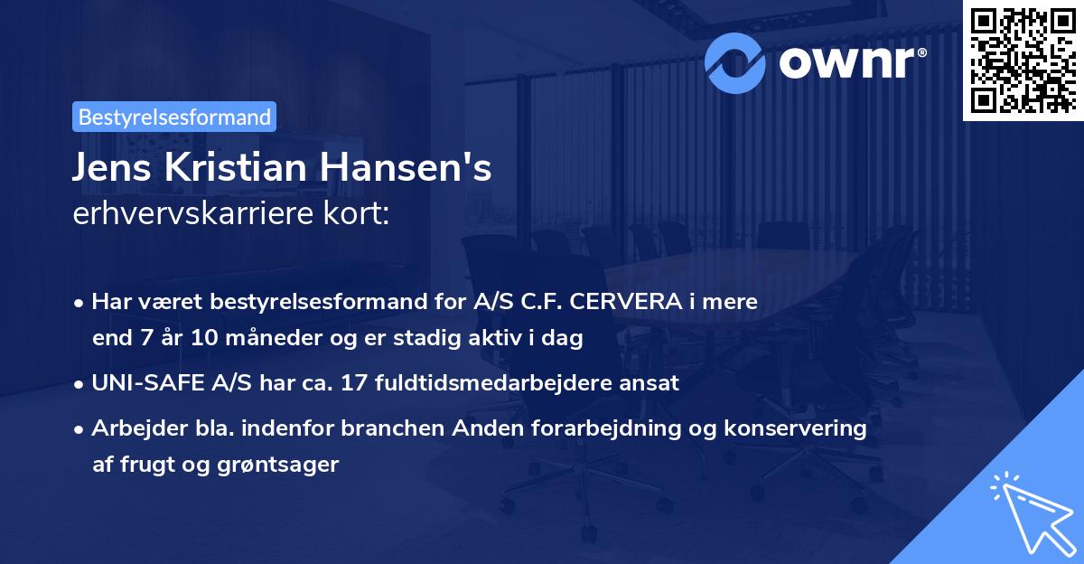 Jens Kristian Hansen's erhvervskarriere kort