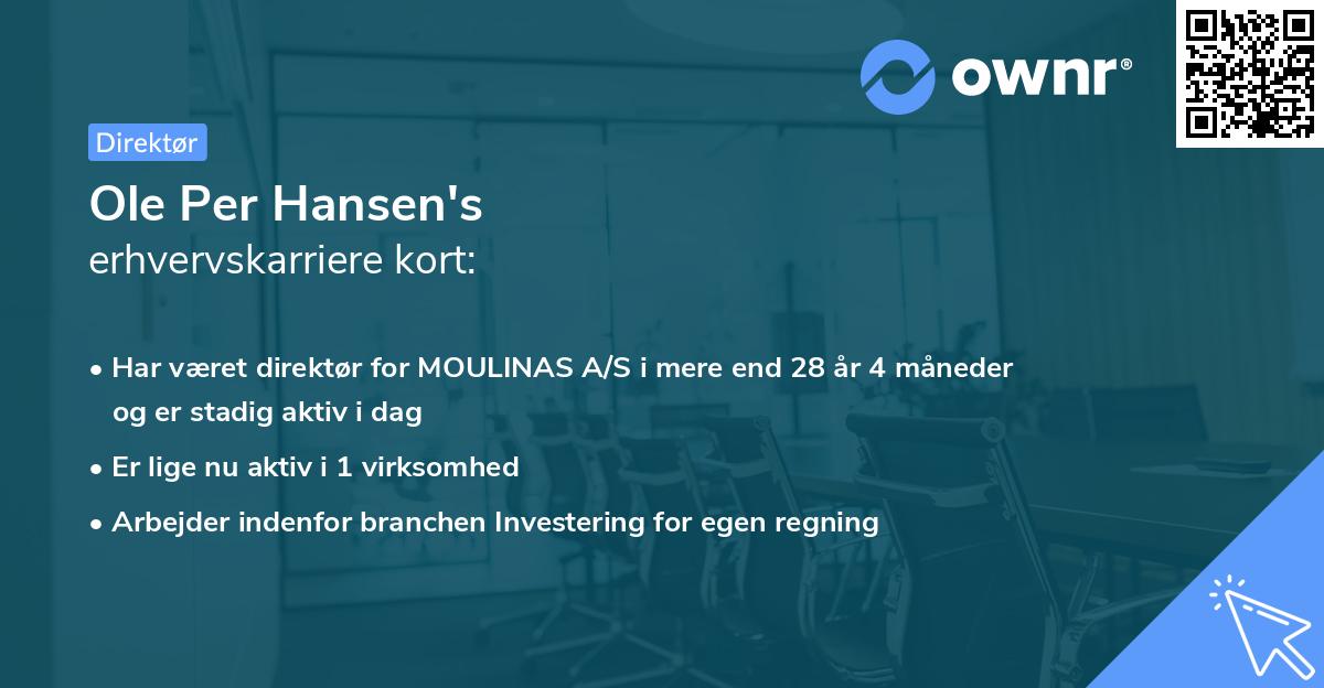 Ole Per Hansen's erhvervskarriere kort