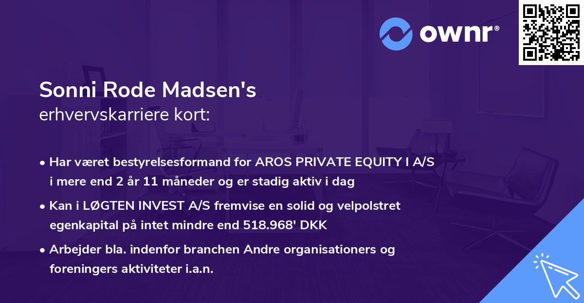 Sonni Rode Madsen's erhvervskarriere kort