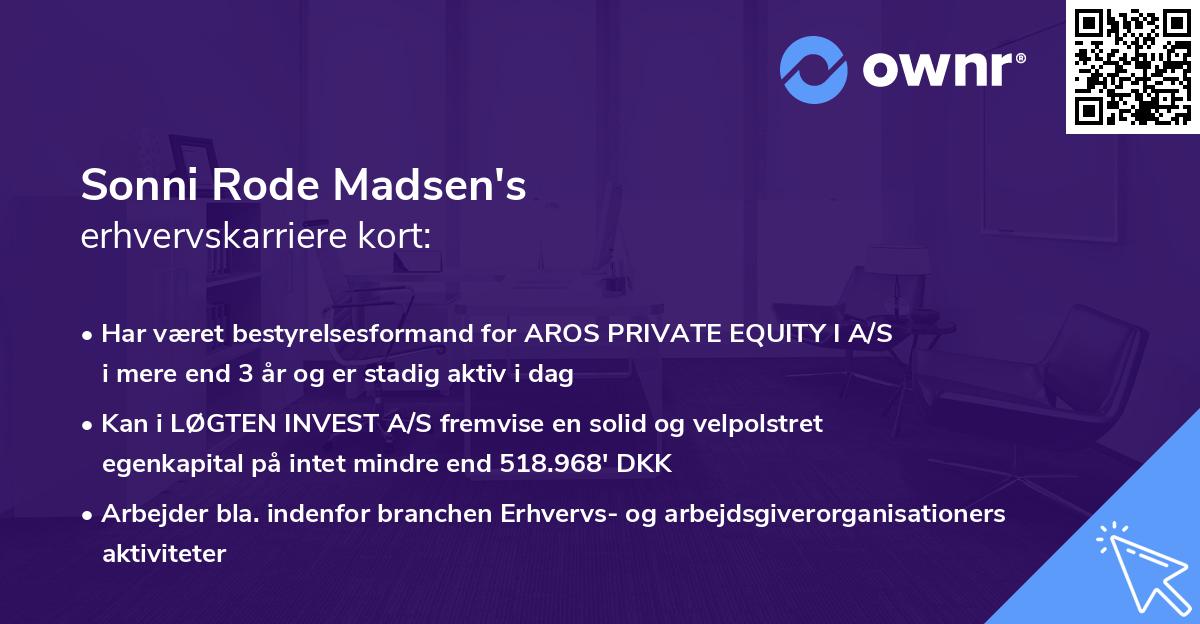 Sonni Rode Madsen's erhvervskarriere kort