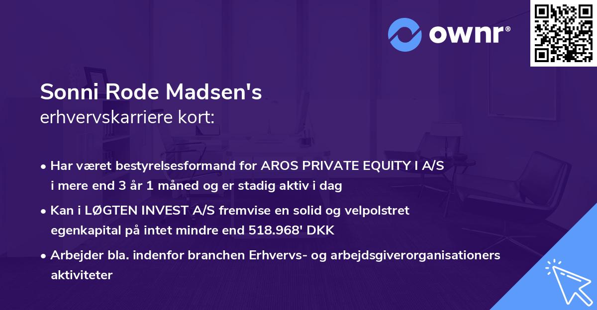 Sonni Rode Madsen's erhvervskarriere kort