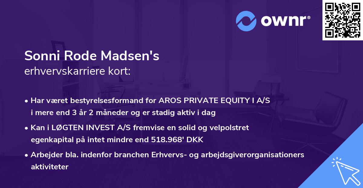 Sonni Rode Madsen's erhvervskarriere kort