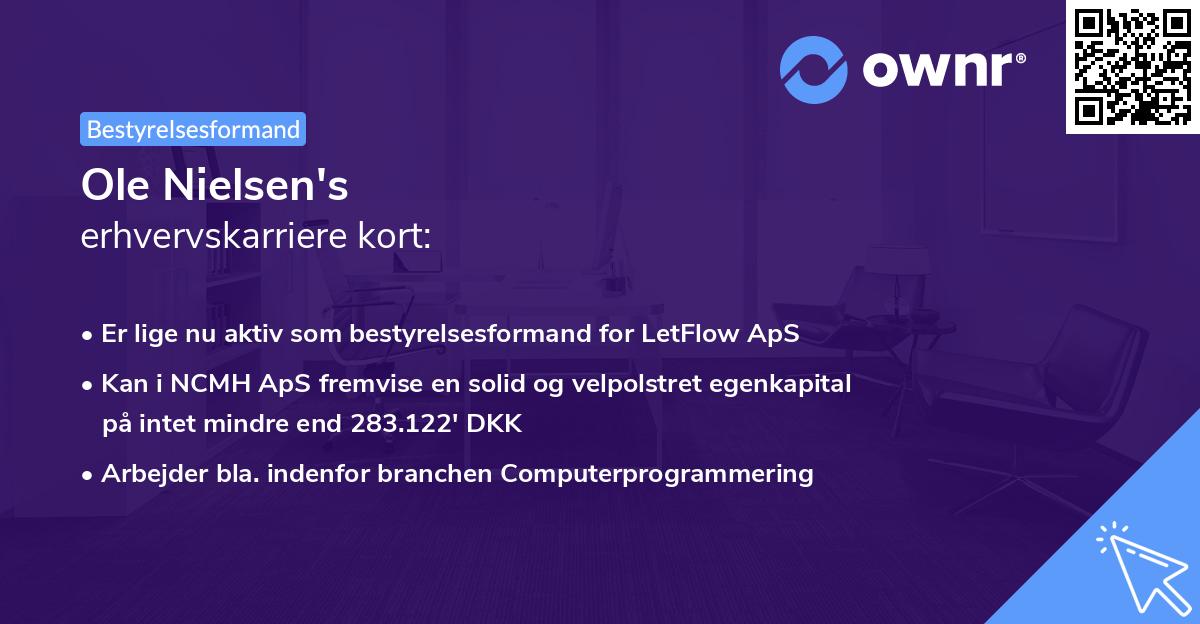 Ole Nielsen's erhvervskarriere kort