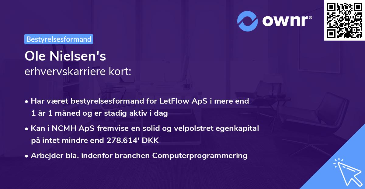 Ole Nielsen's erhvervskarriere kort