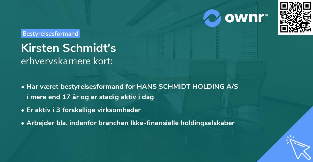 Kirsten Schmidt's erhvervskarriere kort