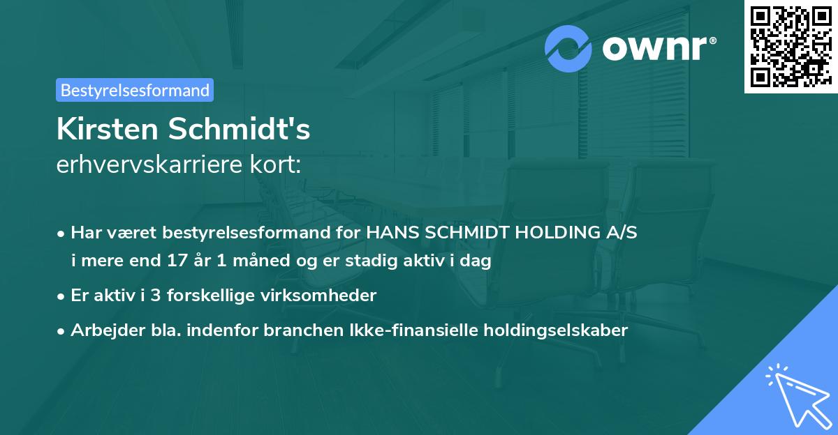 Kirsten Schmidt's erhvervskarriere kort