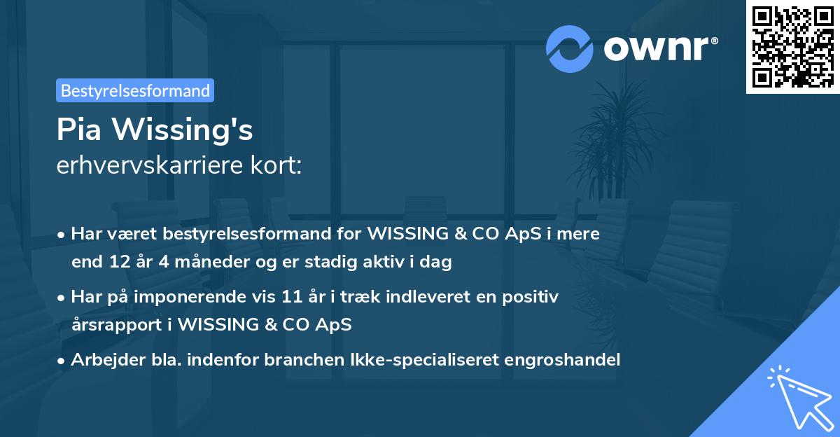 Pia Wissing's erhvervskarriere kort