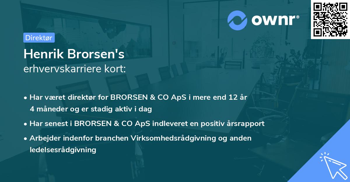 Henrik Brorsen's erhvervskarriere kort