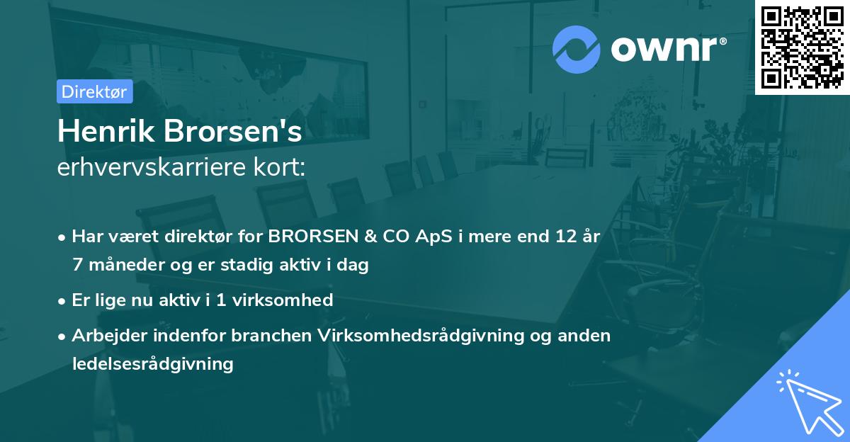 Henrik Brorsen's erhvervskarriere kort