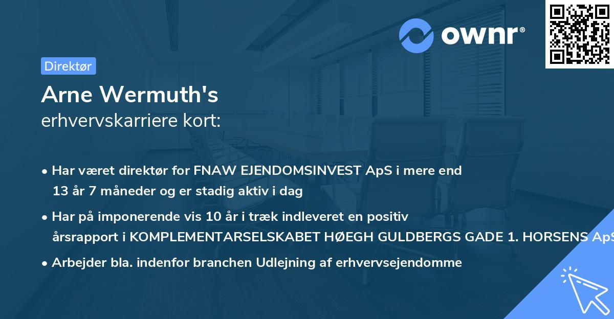 Arne Wermuth's erhvervskarriere kort