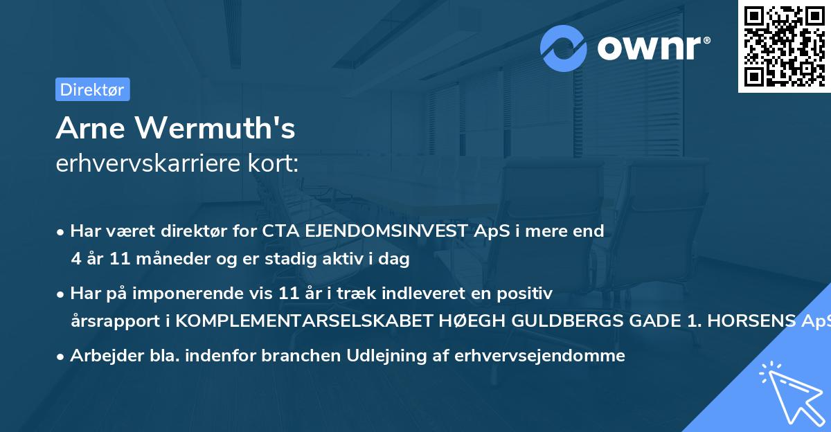 Arne Wermuth's erhvervskarriere kort