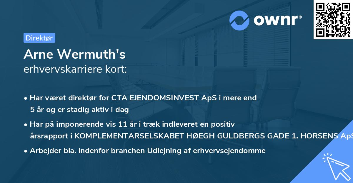 Arne Wermuth's erhvervskarriere kort