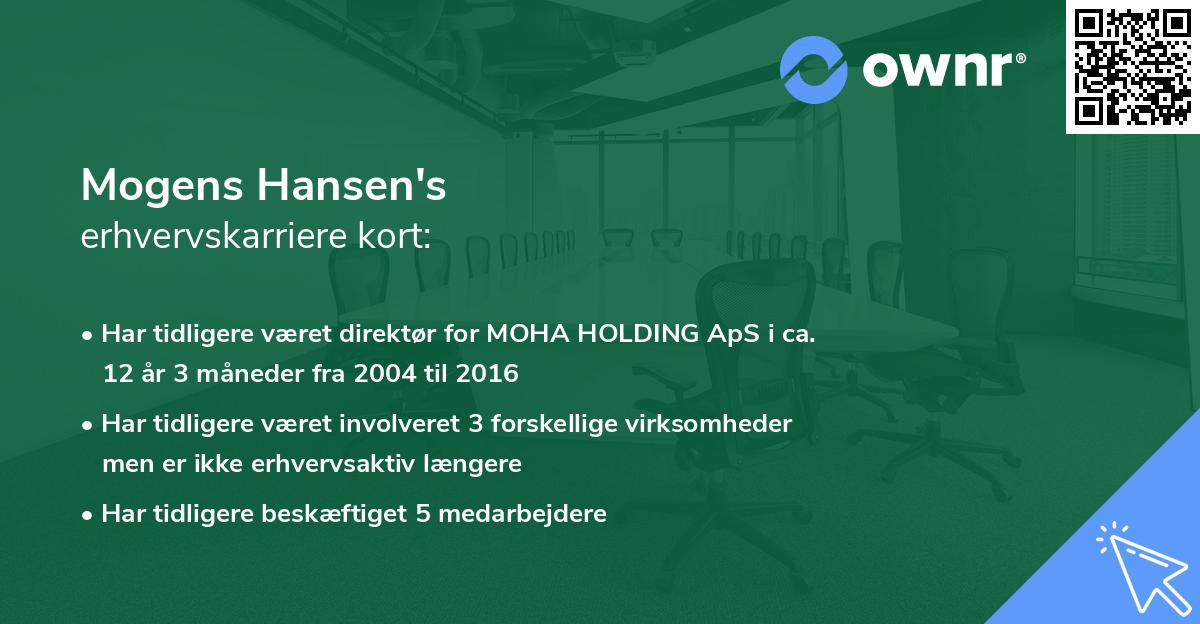 Mogens Hansen's erhvervskarriere kort