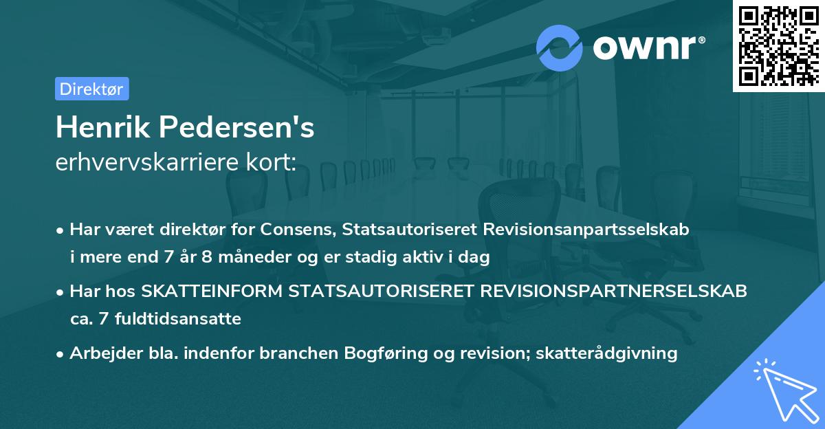 Henrik Pedersen's erhvervskarriere kort