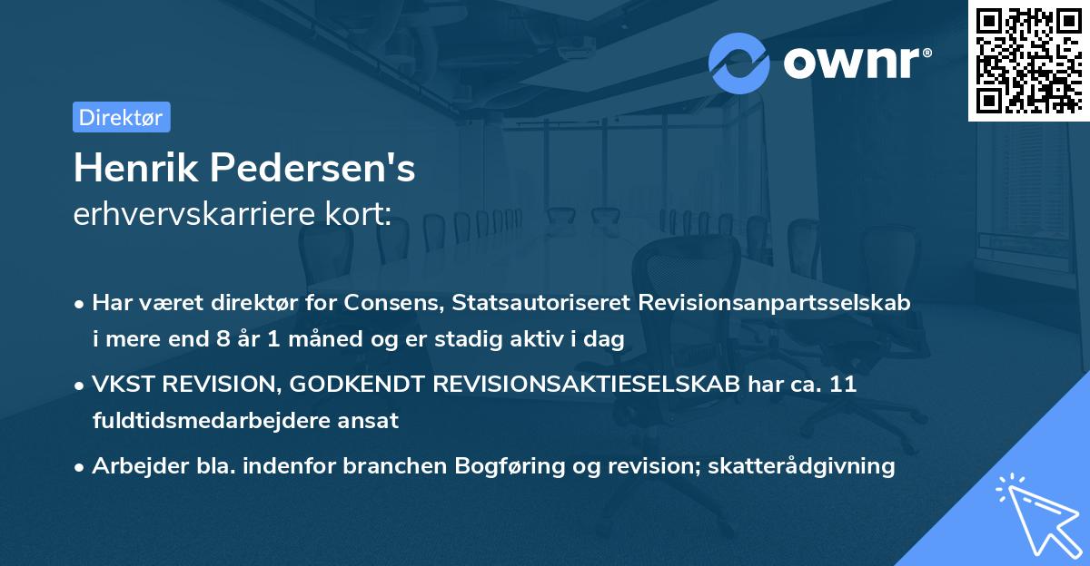 Henrik Pedersen's erhvervskarriere kort