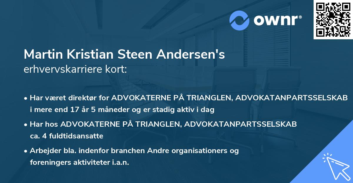 Martin Kristian Steen Andersen's erhvervskarriere kort