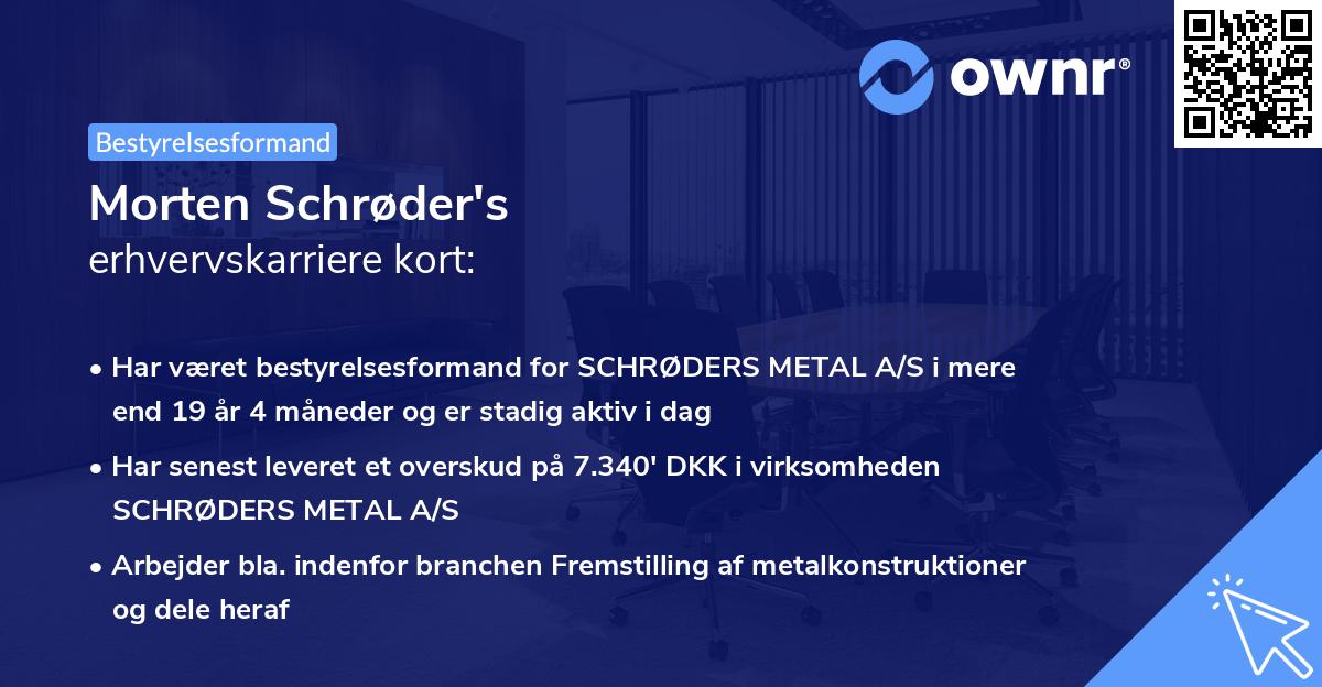 Morten Schrøder's erhvervskarriere kort