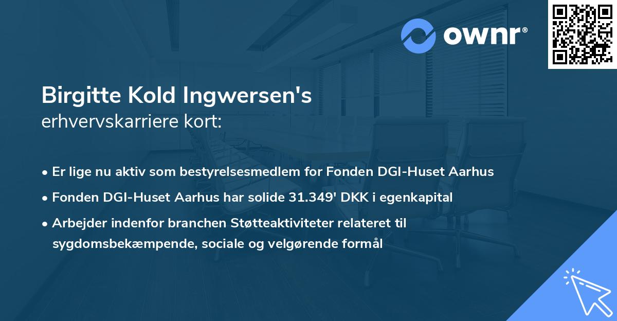 Birgitte Kold Ingwersen's erhvervskarriere kort