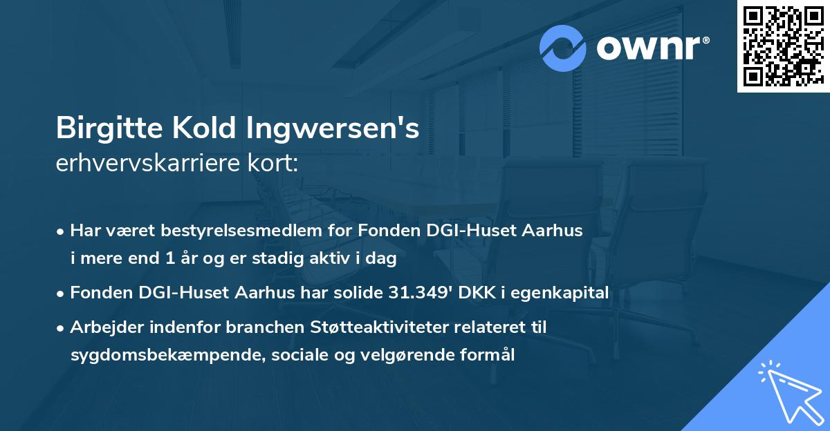 Birgitte Kold Ingwersen's erhvervskarriere kort