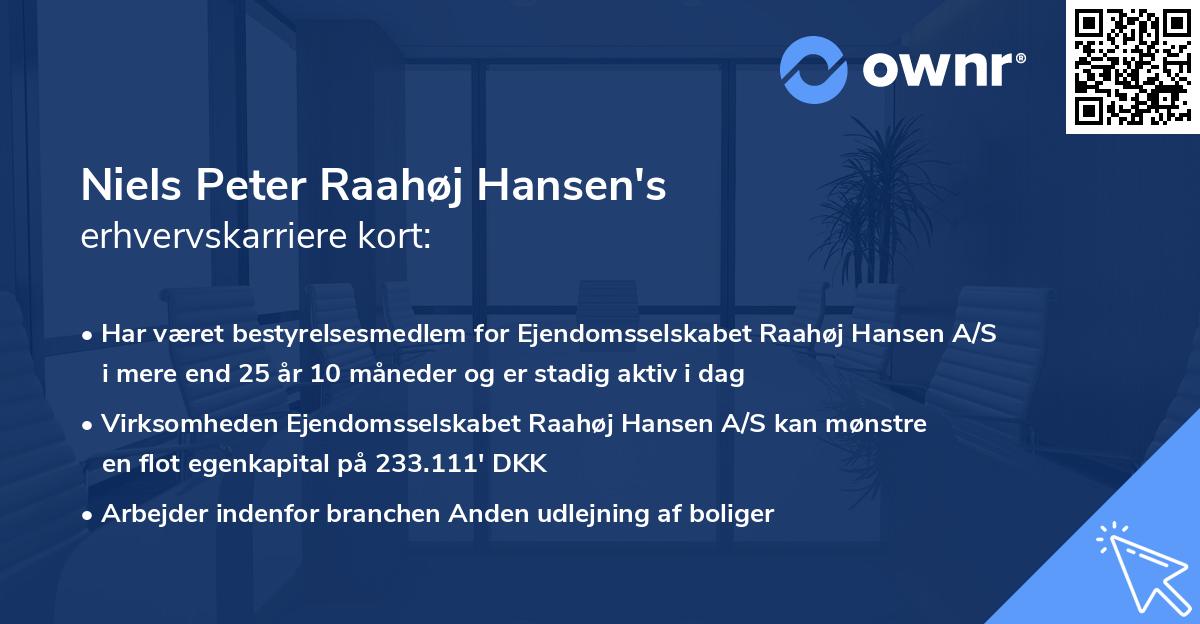 Niels Peter Raahøj Hansen's erhvervskarriere kort