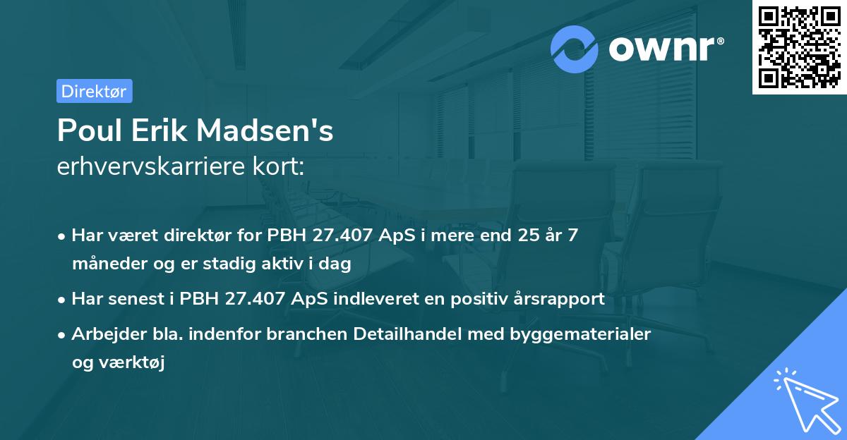Poul Erik Madsen's erhvervskarriere kort