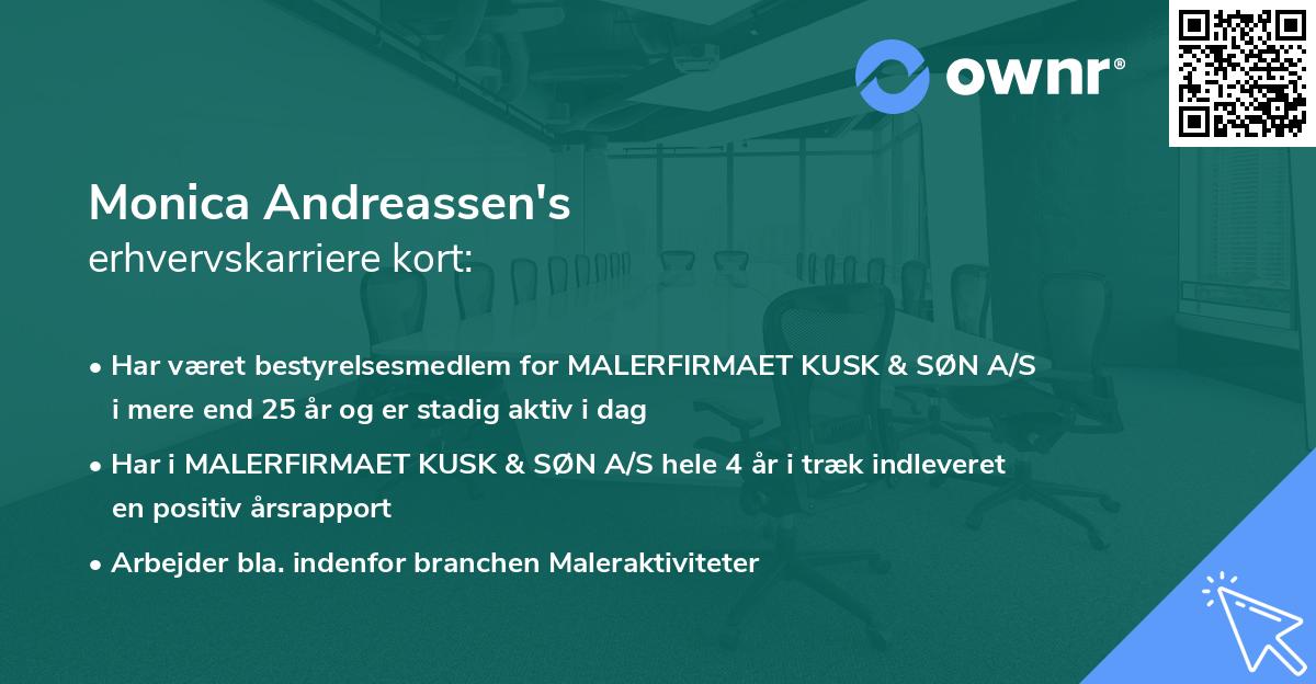 Monica Andreassen's erhvervskarriere kort