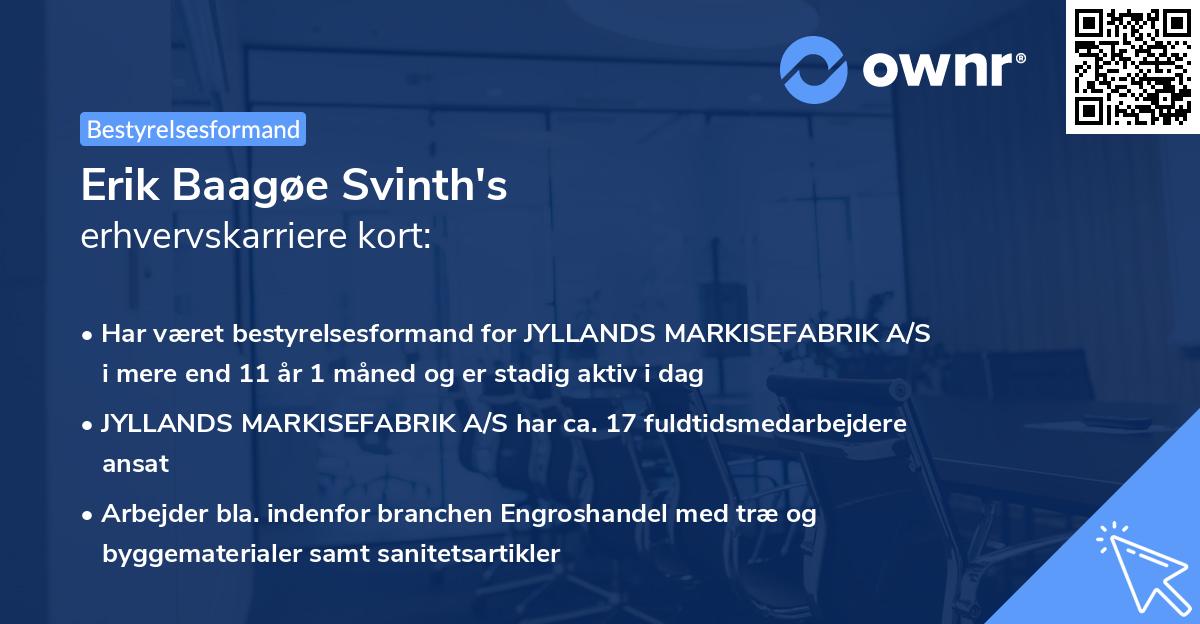 Erik Baagøe Svinth's erhvervskarriere kort