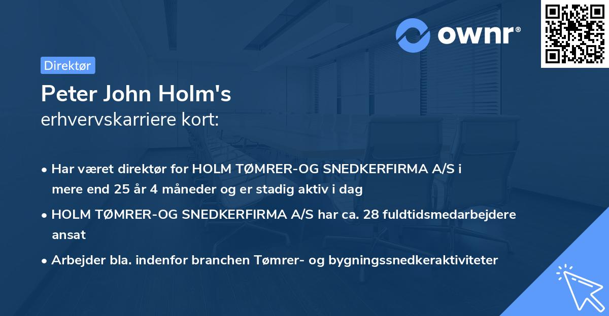 Peter John Holm's erhvervskarriere kort