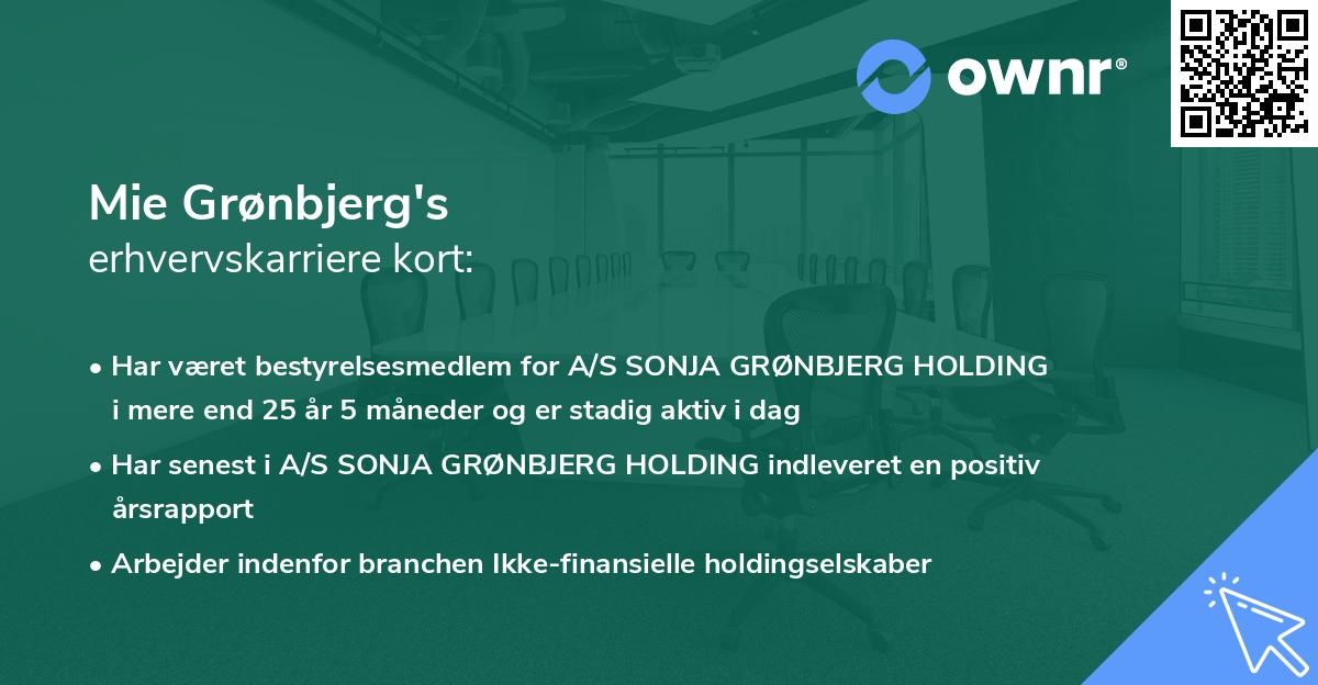 Mie Grønbjerg's erhvervskarriere kort