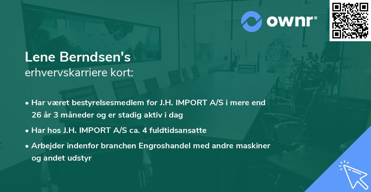 Lene Berndsen's erhvervskarriere kort