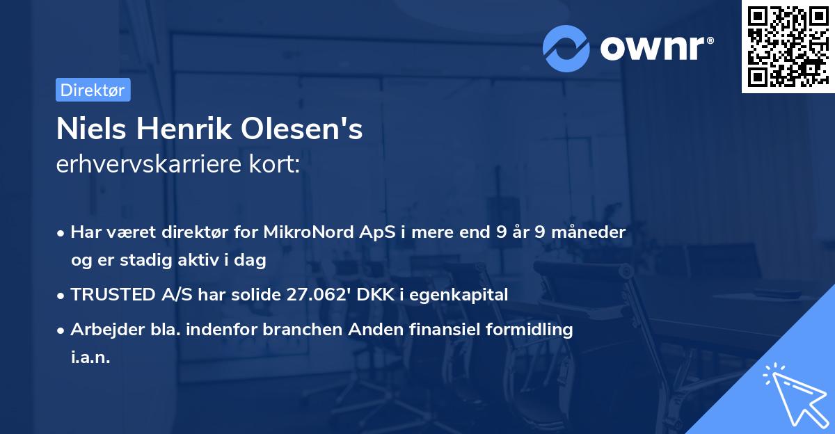 Niels Henrik Olesen's erhvervskarriere kort