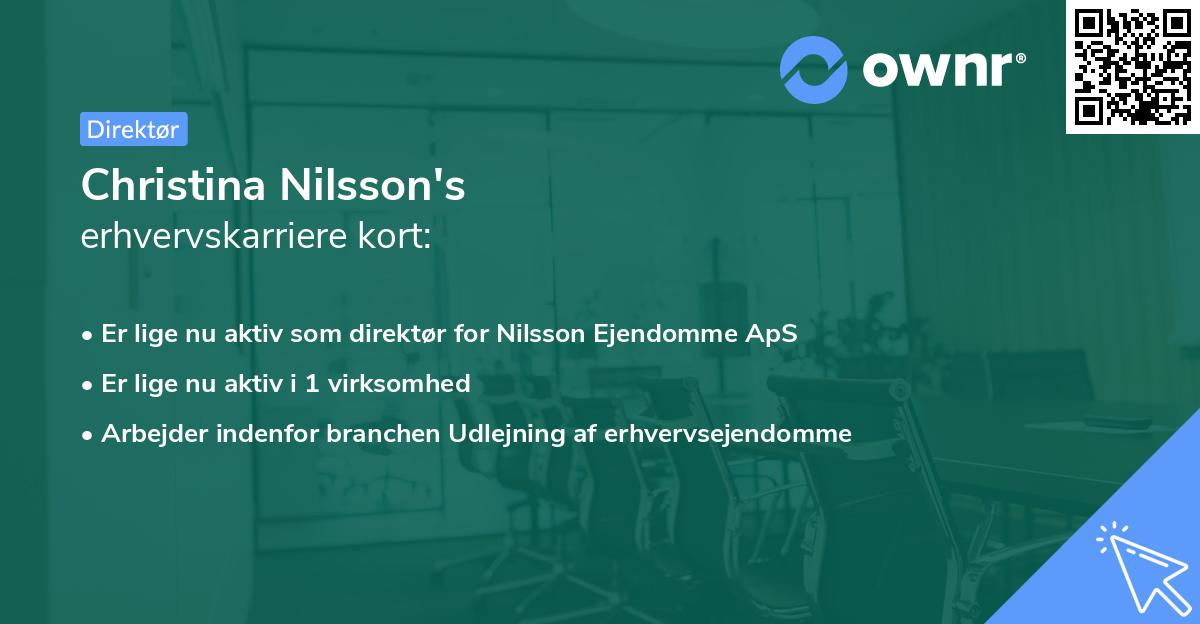 Christina Nilsson's erhvervskarriere kort