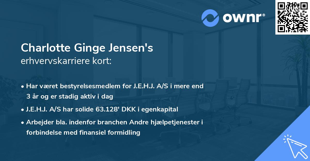 Charlotte Ginge Jensen's erhvervskarriere kort