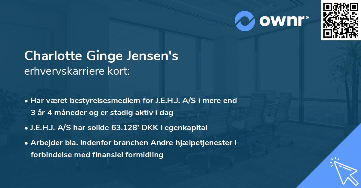 Charlotte Ginge Jensen's erhvervskarriere kort