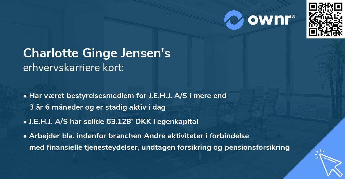 Charlotte Ginge Jensen's erhvervskarriere kort