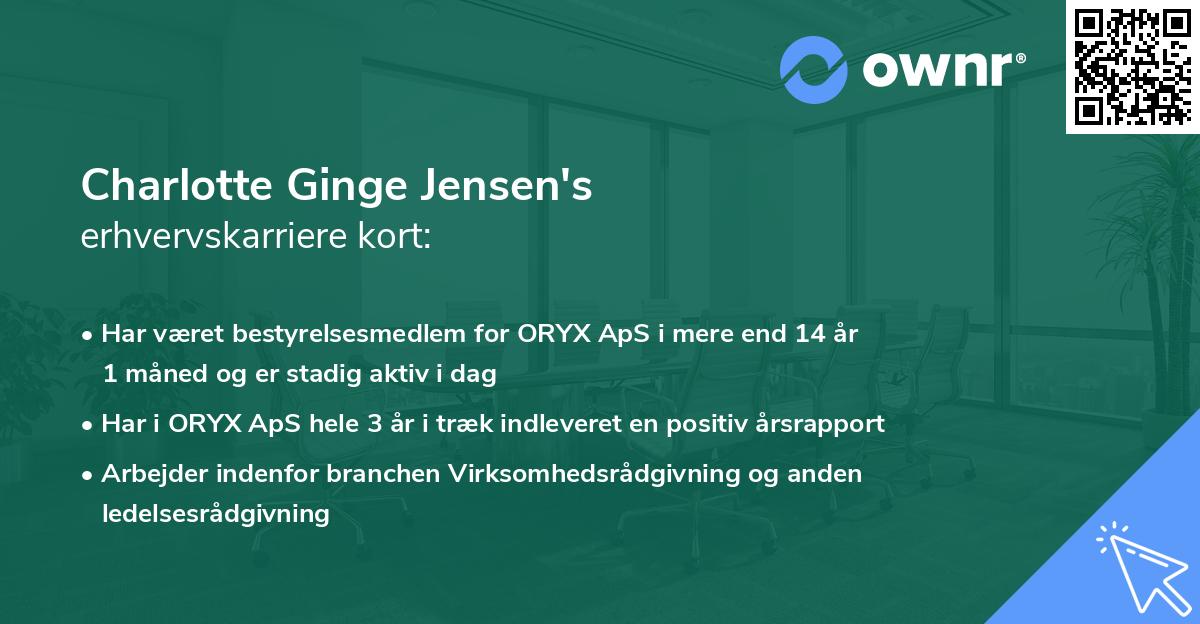 Charlotte Ginge Jensen's erhvervskarriere kort
