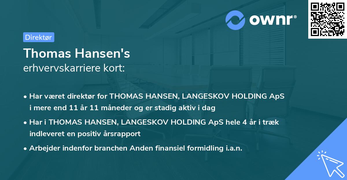 Thomas Hansen's erhvervskarriere kort