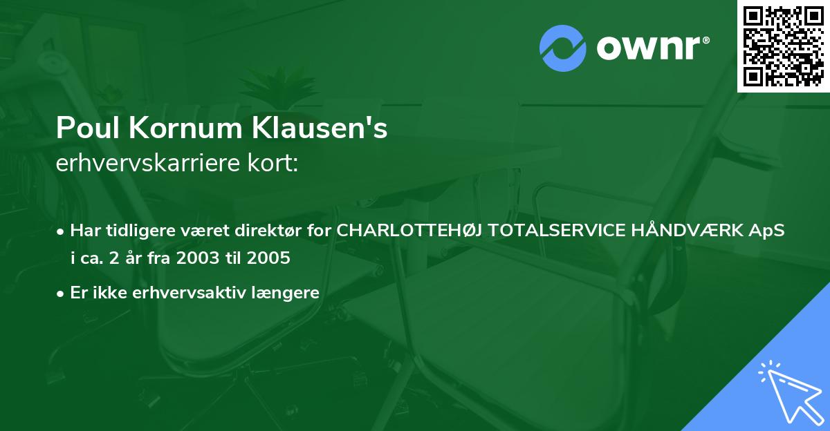 Poul Kornum Klausen's erhvervskarriere kort