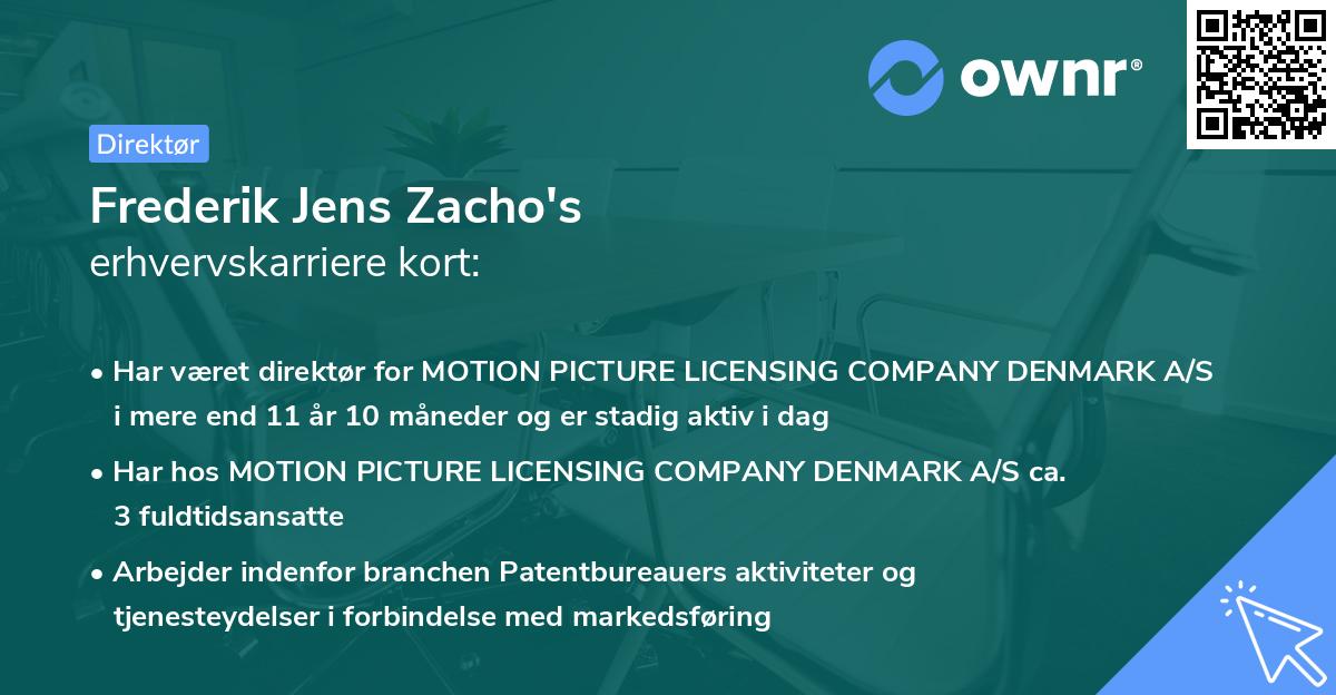 Frederik Jens Zacho's erhvervskarriere kort